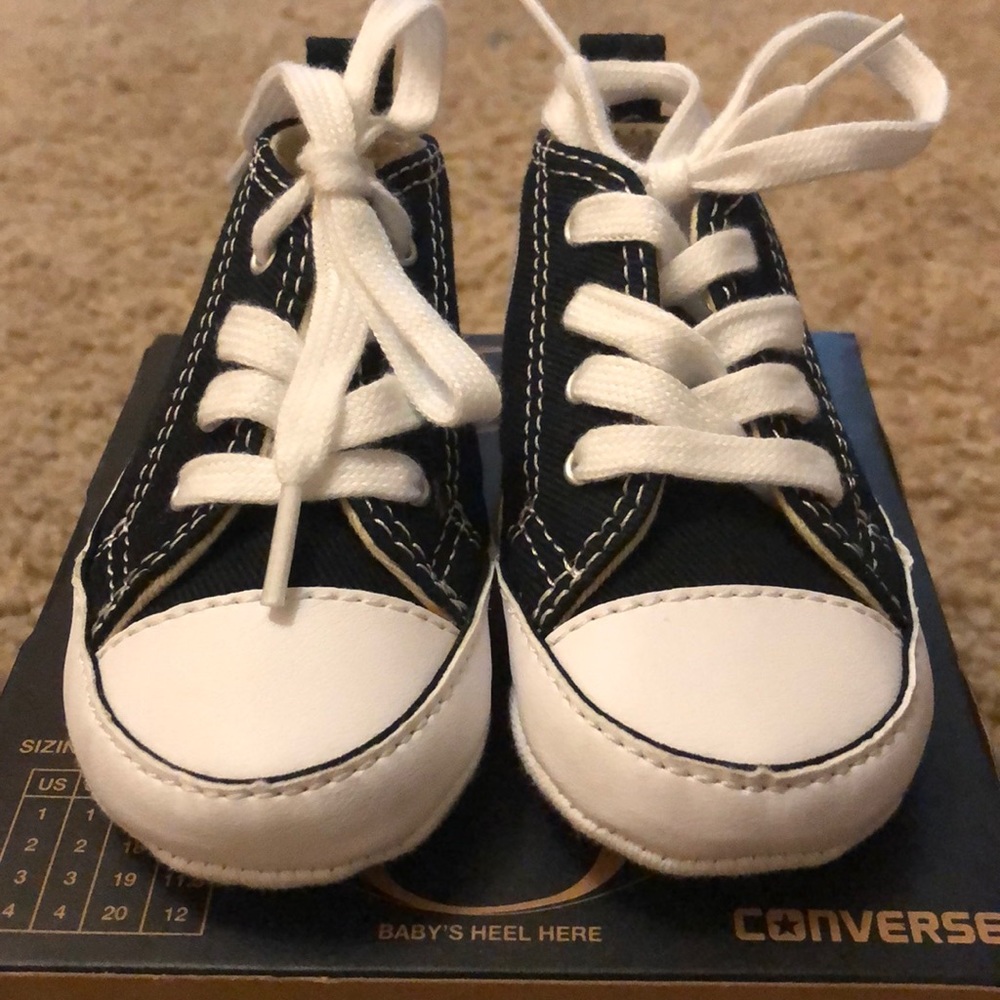 Converse Chuck Taylor first star black crib shoes